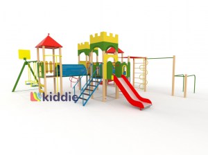 Игровой комплекс Замок 3 с пластиковой горкой